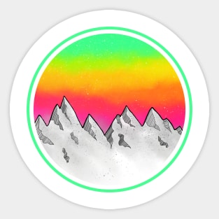 Colorful Mountain Scene Sticker